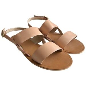 ASOS DESIGN Neutral Double Strap Slingback Simple Sandals natural UK 7/US 9